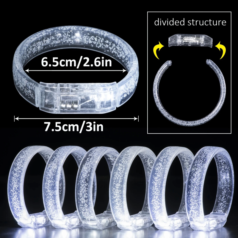 Beyaz-gümüş Led Işıklı Baskı Yapılabilen Pilli Bileklik Bilezik 1,5 Cm Genişlik - Görsel 4