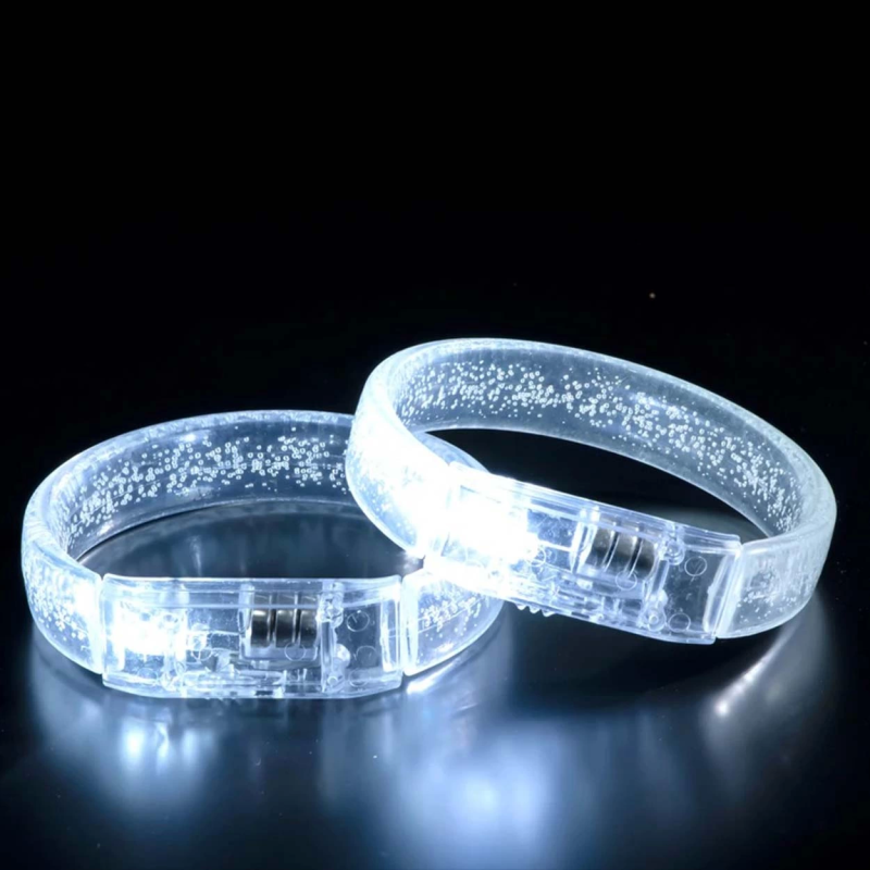 Beyaz-gümüş Led Işıklı Baskı Yapılabilen Pilli Bileklik Bilezik 1,5 Cm Genişlik - Görsel 5