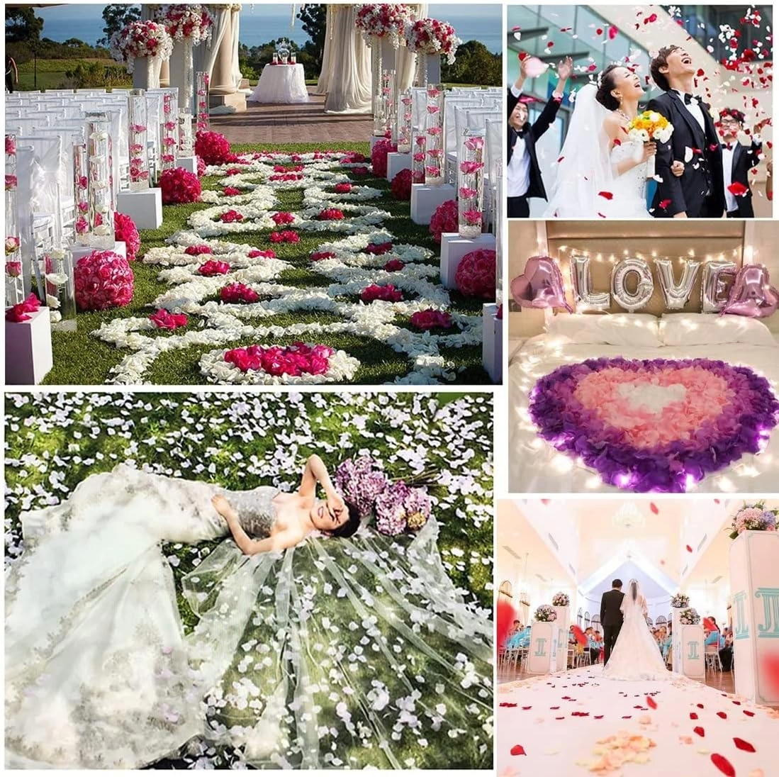 Beyaz Renk Gül Yaprağı Şekilli Konfeti 5 Paket 500 Adet - Görsel 3