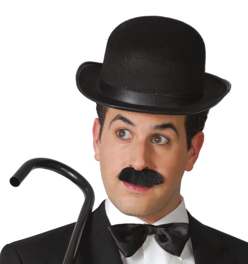 Charlie Chaplin Stil Yetişkin Şapkası – Siyah Melon Parti Şapkası - Görsel 4