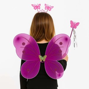 Fuşya Kelebek Kız Seti – 50 Cm Kelebek Kanadı