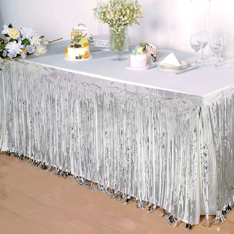 Gümüş Metalize Masa Eteği 275x75 Cm – Kendinden Yapışkanlı - Görsel 2