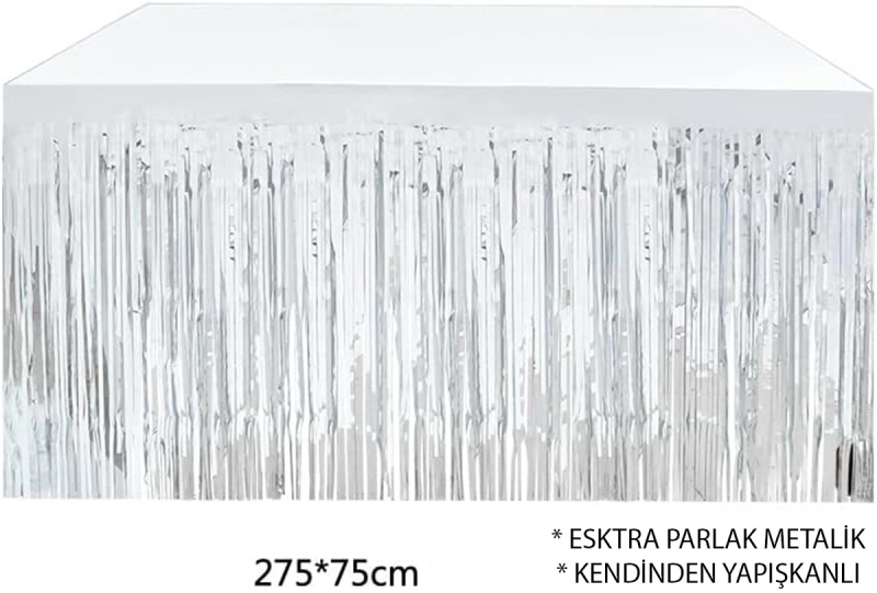 Gümüş Metalize Masa Eteği 275x75 Cm – Kendinden Yapışkanlı - Görsel 5