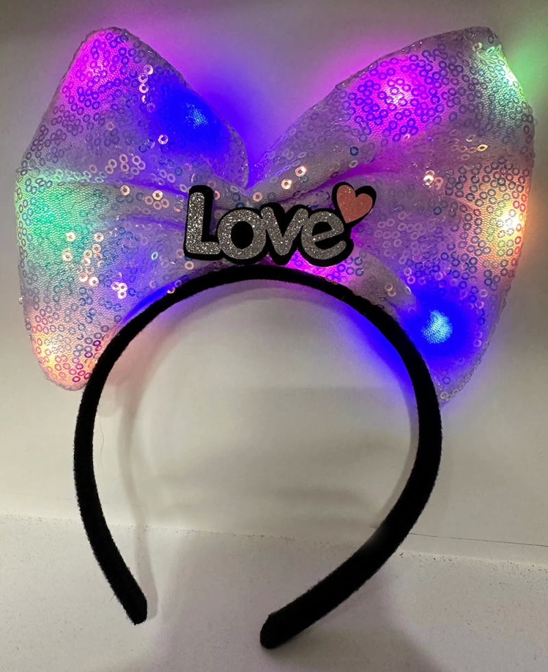Led Işıklı Love Yazılı Mor Fiyonk Taç – Kız Çocuk Parti Tacı - Görsel 3