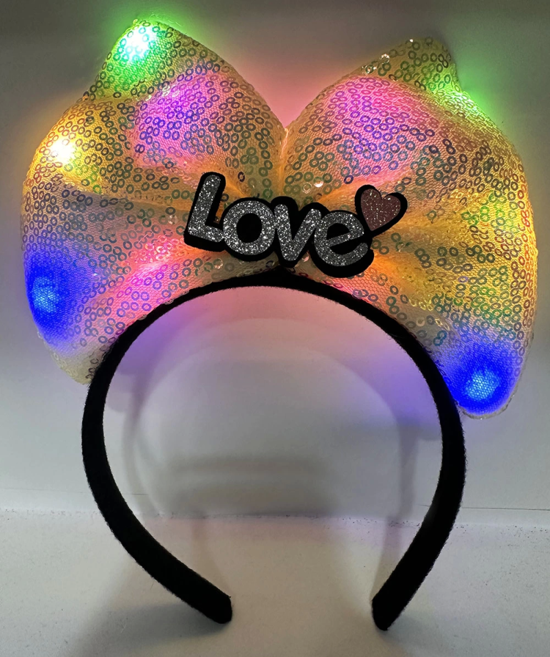Led Işıklı Love Yazılı Sarı Fiyonk Taç – Kız Çocuk Parti Tacı - Görsel 3