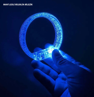 Mavi Led Işıklı Baskı Yapılabilen Pilli Bileklik Bilezik 1