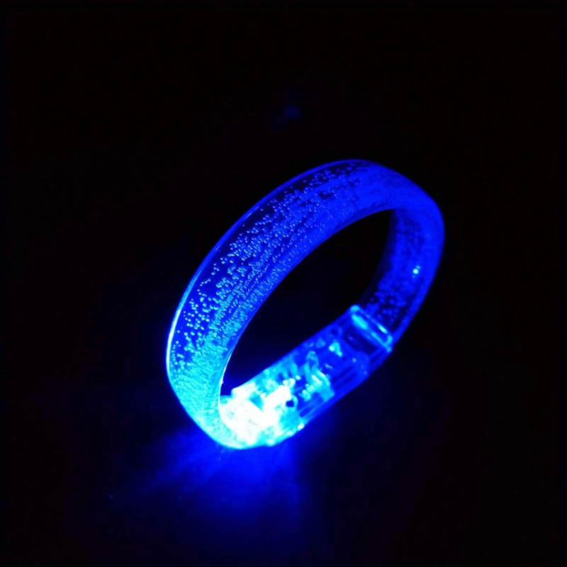 Mavi Led Işıklı Baskı Yapılabilen Pilli Bileklik Bilezik 1,5 Cm Genişlik - Görsel 3