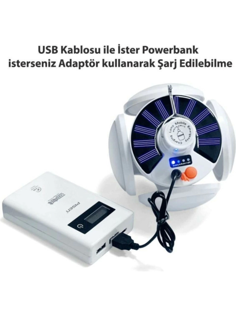 P-038 Solar Güneş Enerji Ve Usb Sarjli 5 Kanatlı - Görsel 4