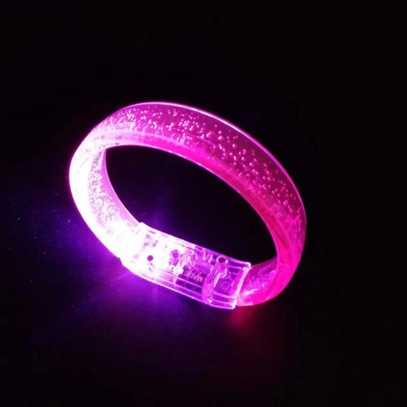 Pembe Led Işıklı Baskı Yapılabilen Pilli Bileklik Bilezik 1,5 Cm Genişlik - Görsel 4