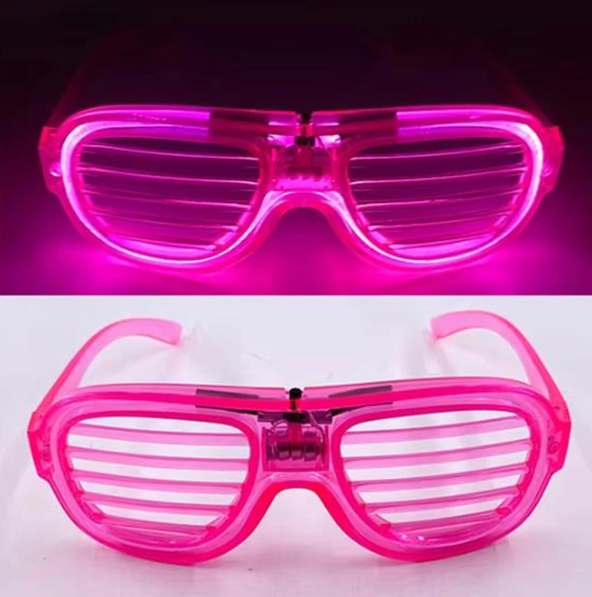 Pembe Led Işıklı Parti Gözlüğü - Neon Glow Şerit Gözlük 3 Modlu - Görsel 4
