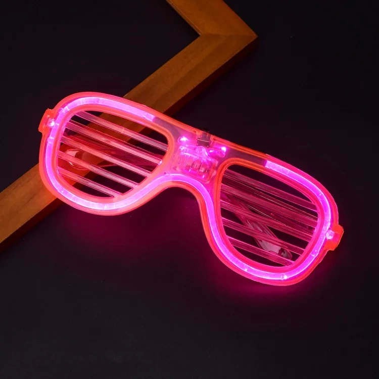 Pembe Led Işıklı Parti Gözlüğü - Neon Glow Şerit Gözlük 3 Modlu - Görsel 5