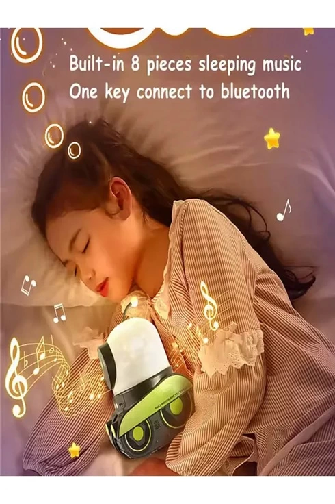 Robot Projeksiyon Gece Lambası Hoparlörlü Şarjlı Yıldızlı Gökyüzü Temalı Led Projeksiyon Lambası - Görsel 5