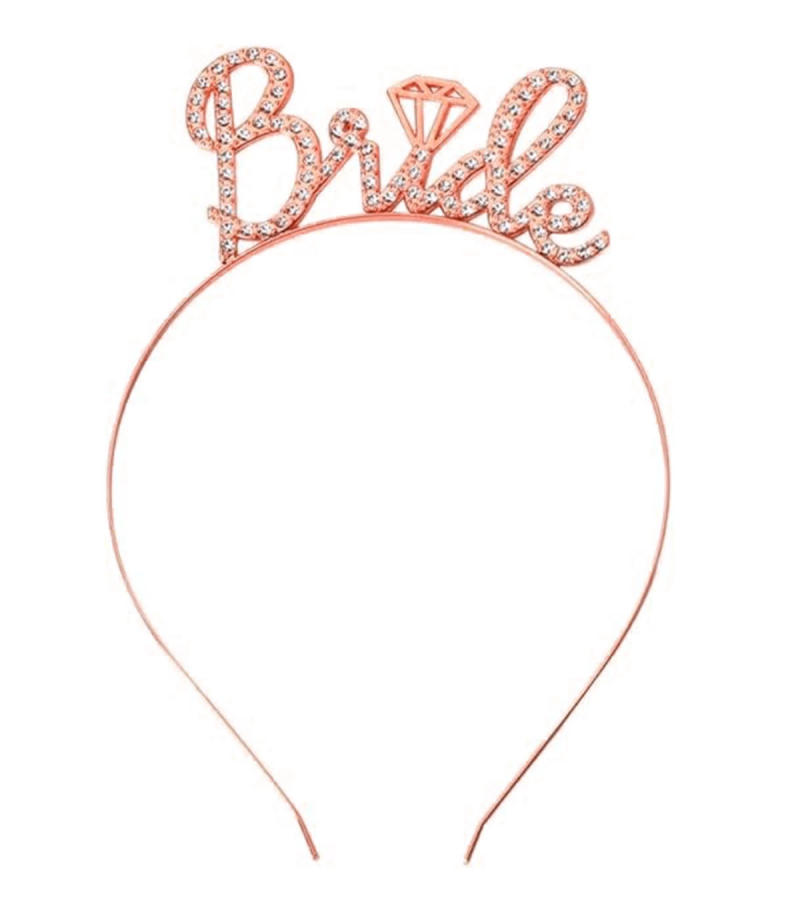 Rose Gold Renkli Taşlı “bride” Gelin Tacı – El Yazısı Yazı Tipiyle - Görsel 3