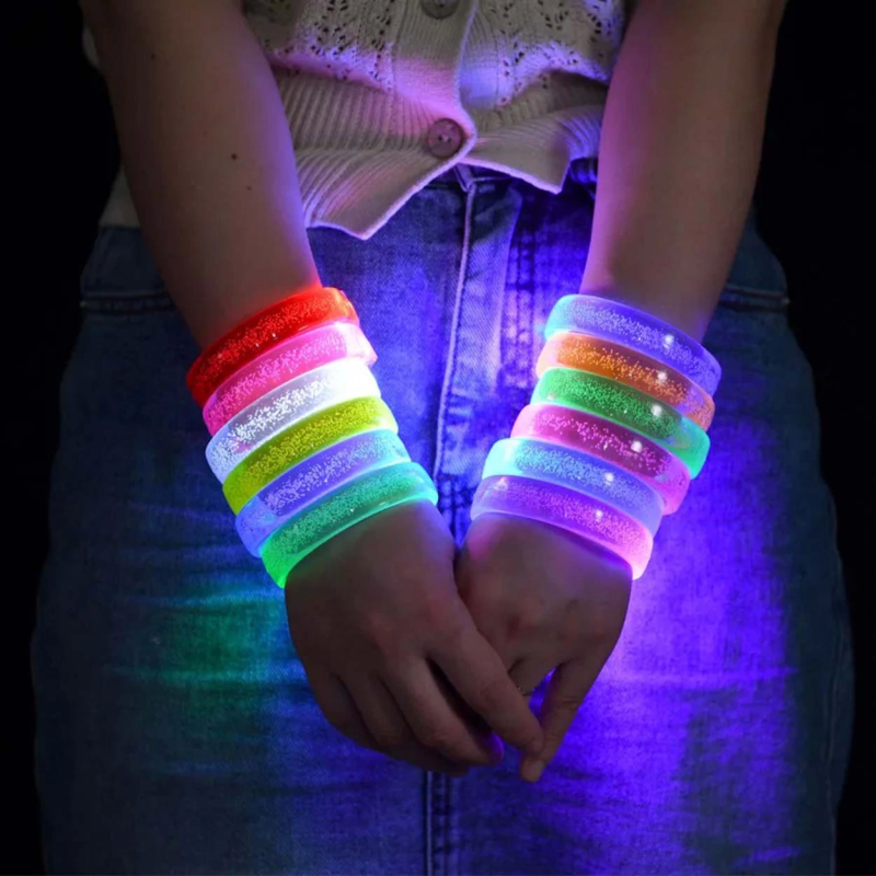 Turuncu Led Işıklı Baskı Yapılabilen Pilli Bileklik Bilezik 1,5 Cm Genişlik - Görsel 5