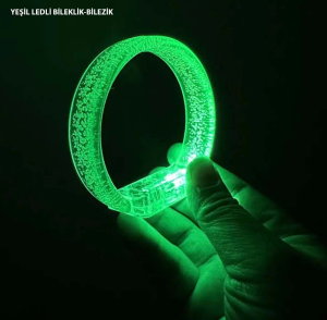 Yeşil Led Işıklı Baskı Yapılabilen Pilli Bileklik Bilezik 1