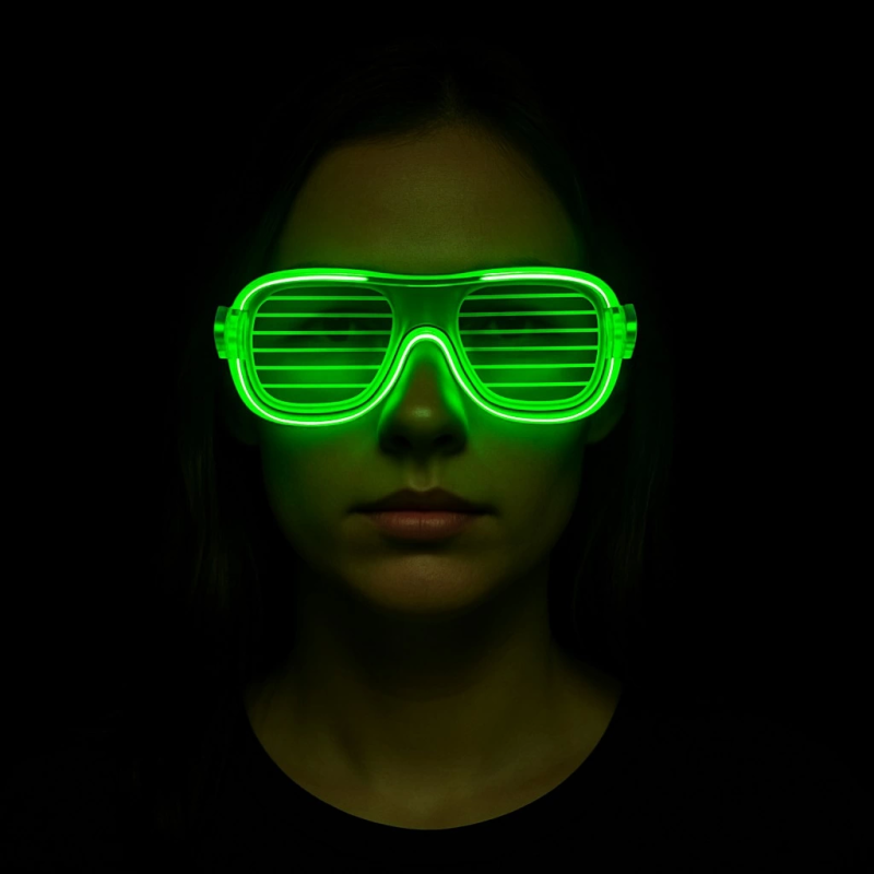 Yeşil Led Işıklı Parti Gözlüğü – Neon Glow Şerit Gözlük 3 Modlu - Görsel 3