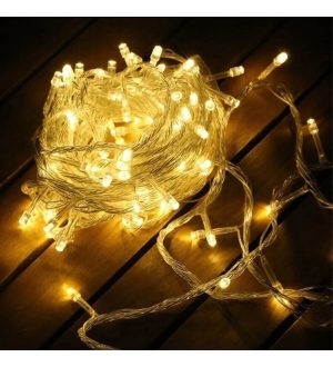 Yılbaşı Aydınlatması 100 LED Perde Hortum Sıcak Beyaz Işık - 10 Metre Dekoratif Şeffaf Kablolu Süs kapıda ödeme