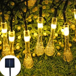 10 Led 2 Metre Sarı Kristal Su Damlası Güneş Enerjili Led Işık Solar Bahçe Ağaç Lamba Aydınlatması kapıda ödeme