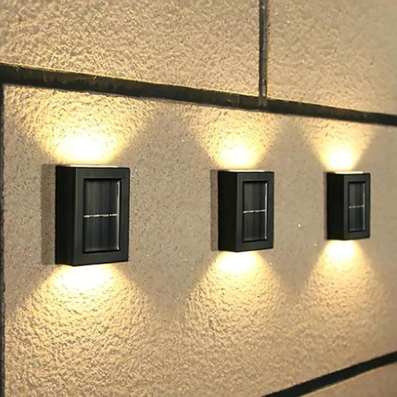 2 Adet Modern Solar Çift Taraflı Aplik Güneş Enerjili Aydınlatma Dekorasyon Duvar Lamba - Görsel 2