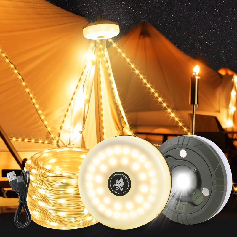 Şarjlı 10 Metre Ledli Şarj Göstergeli 8 Işık Modlu Hareketli Ve Flaşör Modlu Kamp Lambası Led Işık - Görsel 3