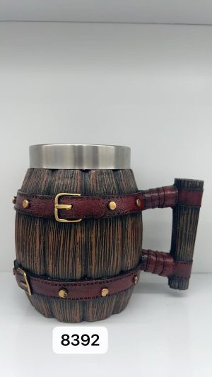 Büyük Boy Kemerli Fıçı Şeklinde Çelik Kupa Kod 8392 Kapıda Ödeme