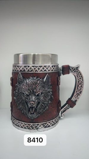 Büyük Boy Kurt Motifli Çelik Kupa Bardak Kod 8410 Kapıda Ödeme