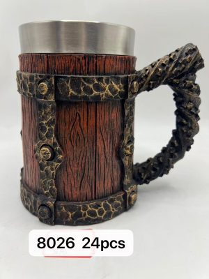 Büyük Boy Eskitme Motifli Çelik Kupa Kod 8026 Kapıda Ödeme