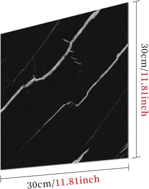 SİYAH MERMER DESENLİ ALÜMİNYUM PLASTİK DUVAR STİCKER (30*30) kapıda ödem
