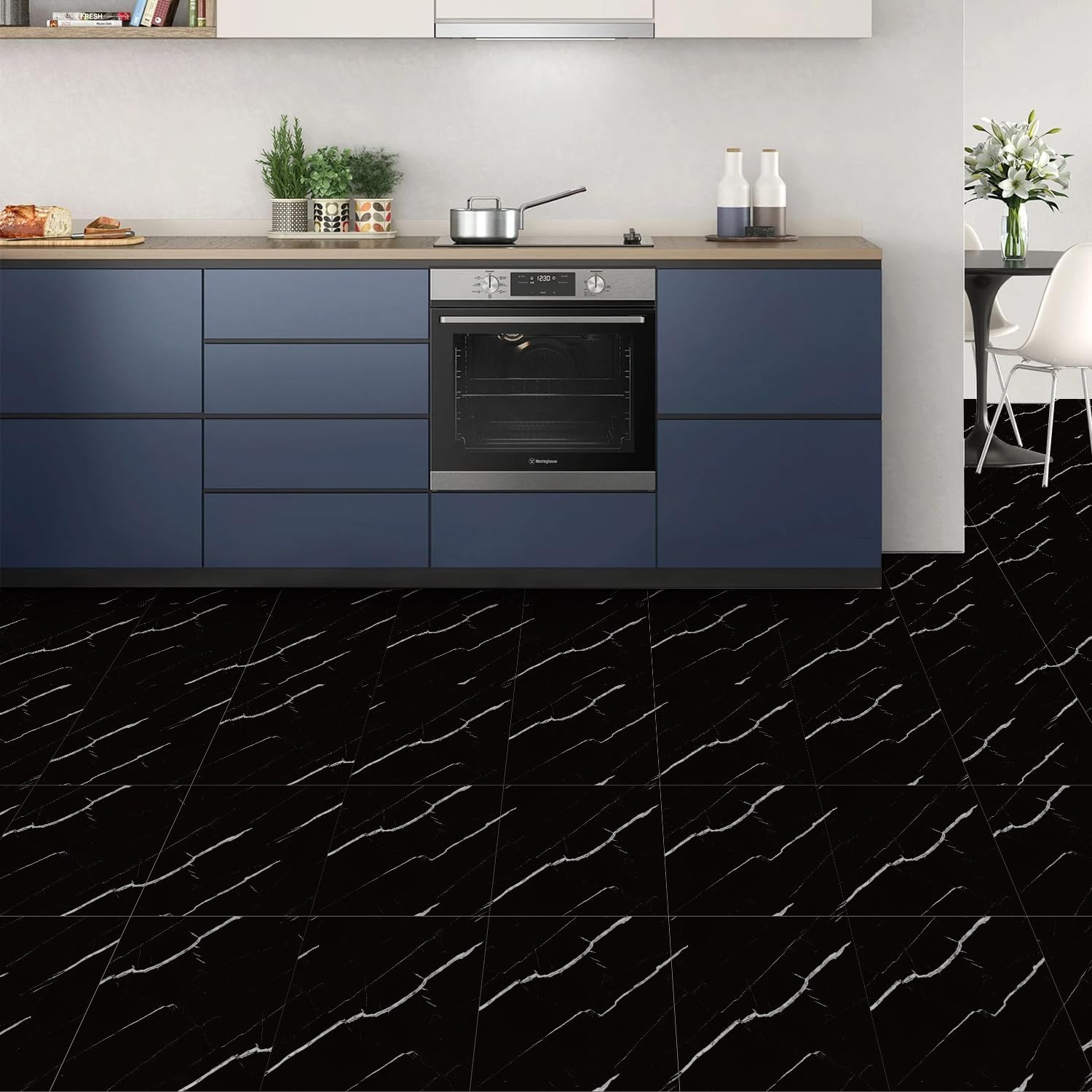 SİYAH MERMER DESENLİ ALÜMİNYUM PLASTİK DUVAR STİCKER (30*30) Kapıda Ödeme - Görsel 2