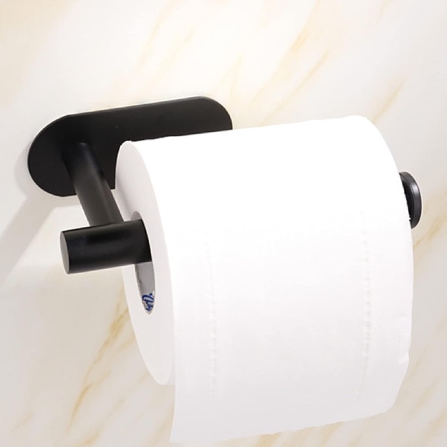 Kendinden Yapışkanlı Tuvalet Kağıtlığı – Mat Siyah Modern Banyo Rulo Askısı Kapıda Ödeme - Görsel 2