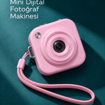1. Cep Boy Pembe Dijital Fotoğraf Makinesi 2,01 İnç Ekran ve Type C Şarj