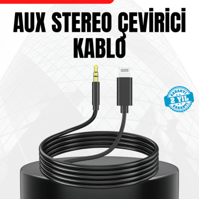 1 Metre Lightning to Aux Çevirici Kablo Stereo Ses Yüksek Kalite