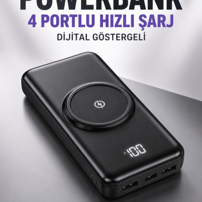10.000 Mah Powerbank 4 Portlu Hızlı Şarj Dijital Göstergeli