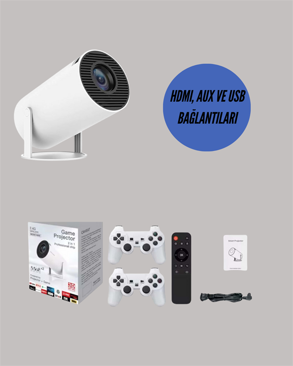 10.000 Oyun Destekli, Çift Kollu 4K Projeksiyon – HDMI, USB, AUX, Ethernet Yok Yeni Nesil