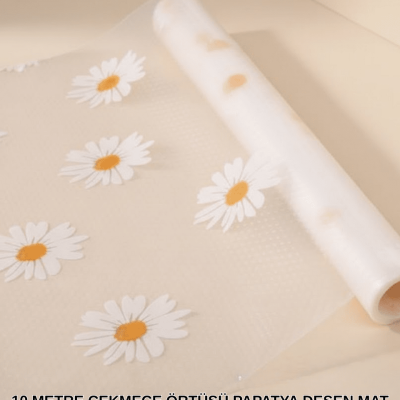 10 Metre Papatya Desenli Kolay Temizlenebilir Çekmece Matı