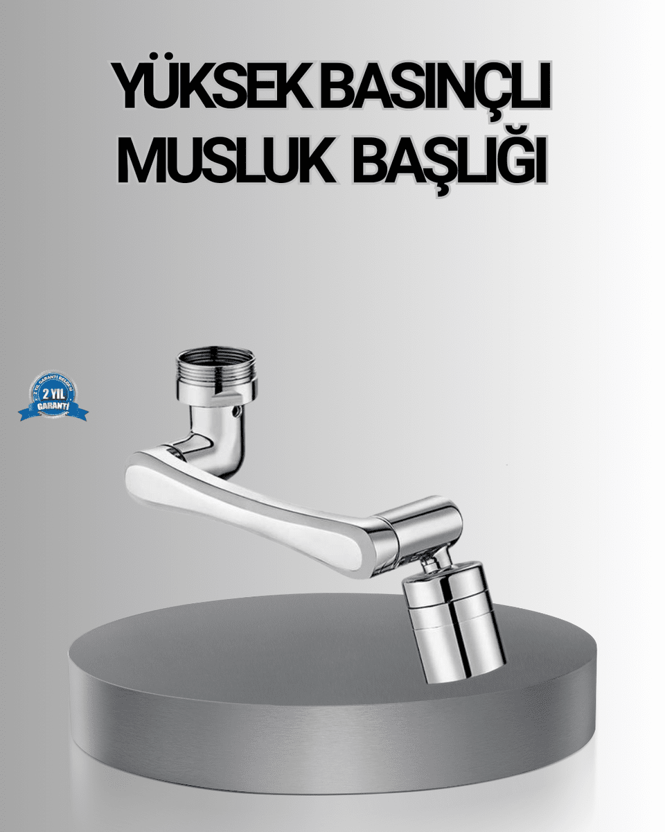 1080° Dönebilen Musluk Başlığı Robotik Kol Havalandırıcı Çok Yönlü Su Yönlendirme