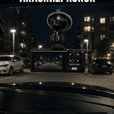 1080P Full HD Araç İçi Kamera WiFi Bağlantılı Çift Kameralı Geniş Açılı Araç Kayıt Kamerası