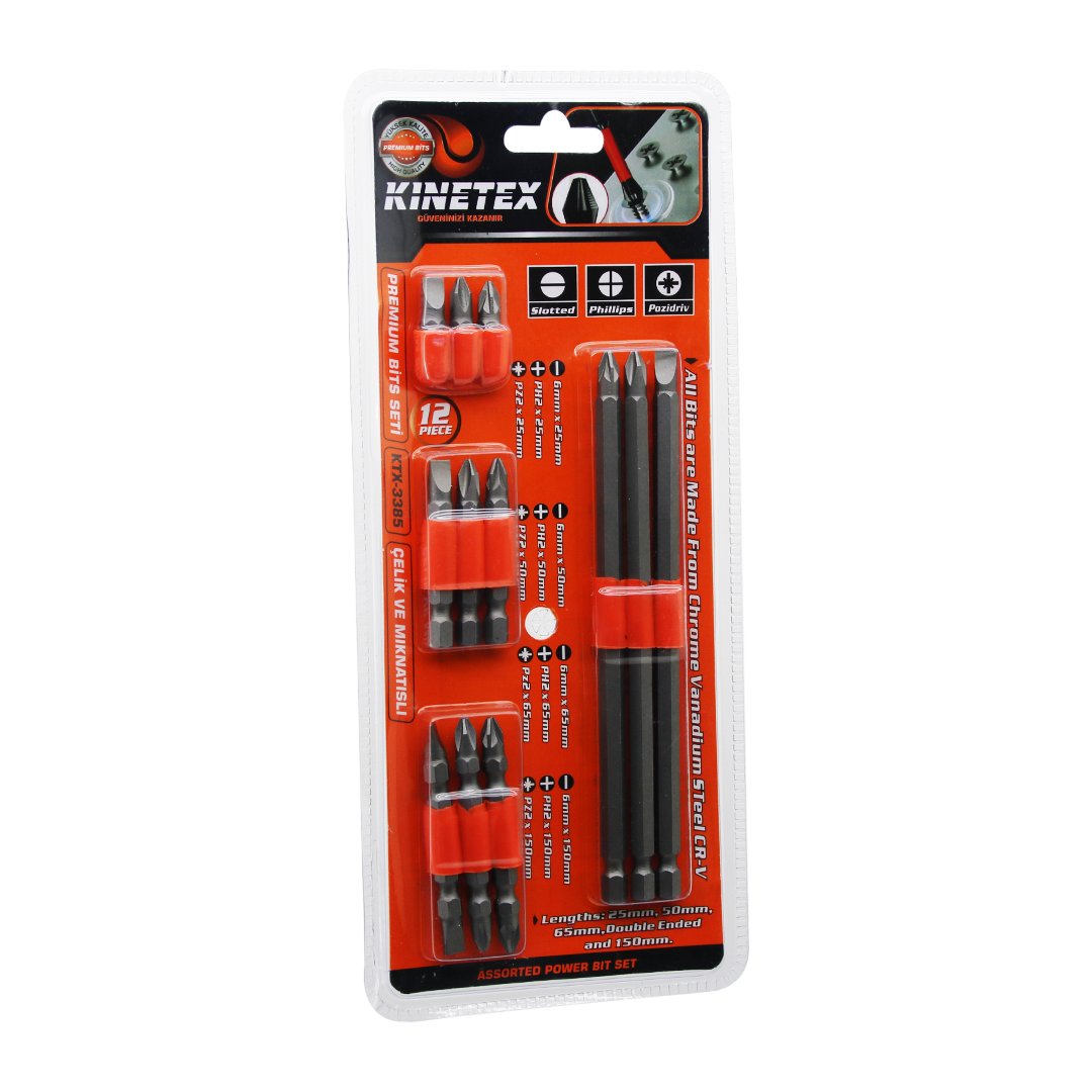 12-in-1 Matkap Bits Uç Seti (PH2, PZ2, Düz) - 12 Parça