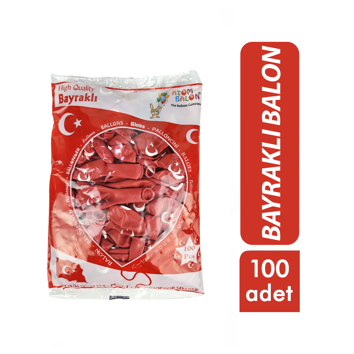 12 inç Bayraklı Lateks Balon ( 100 Adet)