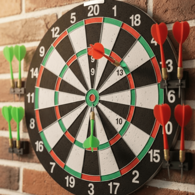 12 İnç Dart Tahtası 4 Adet Metal Uçlu Dart Oku Kolay Montajlı