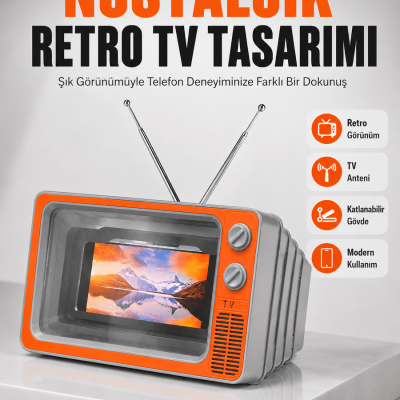 12 İnç Telefon Ekran Büyütücü Retro TV Tasarımlı HD Fresnel Lens Taşınabilir Mobil Ekran Büyütücü