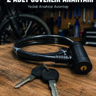 12 mm Çelik Halat Bisiklet Kilidi 80 cm Anahtarlı Güvenlik Kilidi PVC Kaplamalı Scooter ve Elektrikli Bisiklet Uyumlu