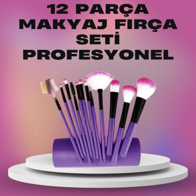 12 Parça Yumuşak Kıllı Makyaj Fırçası Seti Yüz ve Göz Makyajına Uygun Profesyonel Kullanım