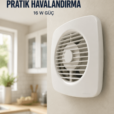 120 mm Havalandırma Fanı 180 m³/h Dekoratif Duvar ve Tavan Tipi Aspiratör