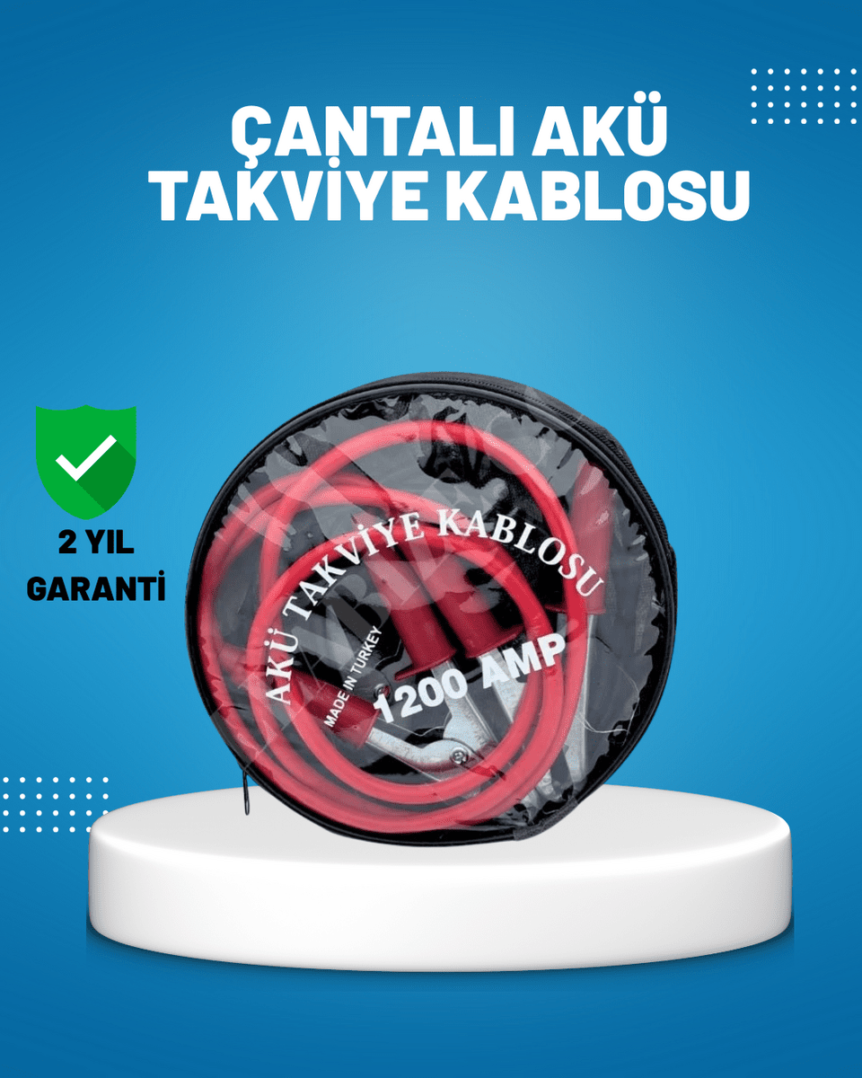 1200 Amper Akü Takviye Kablosu 2 Metre İzoleli Bakır Uçlu