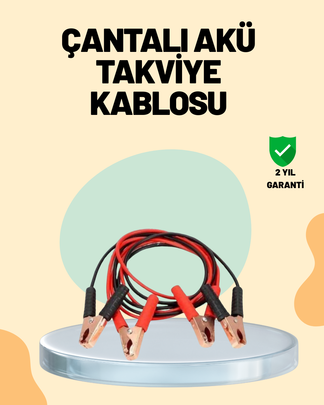 1200 Amper Jumper Kablo 2 Metre Bakır Uçlu Araç Takviye Seti