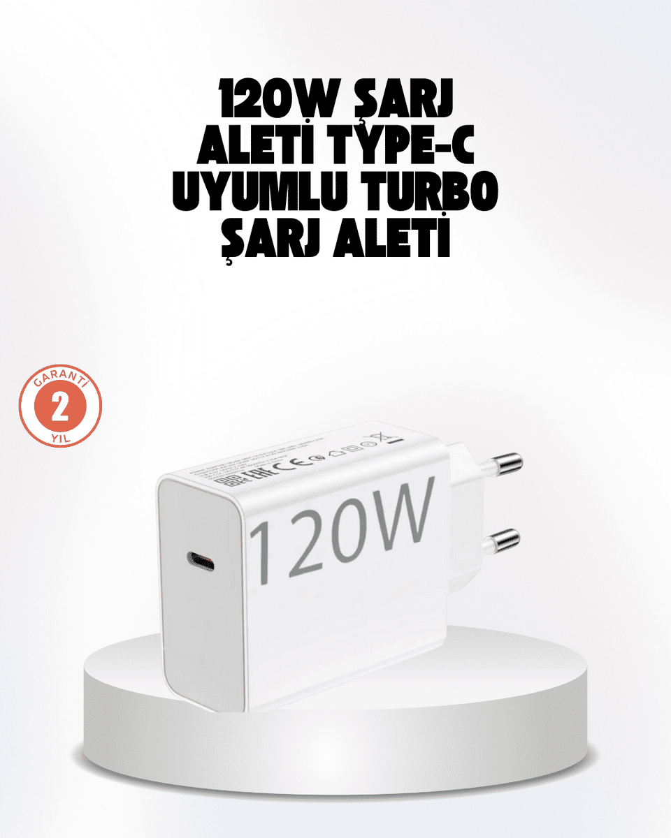120W Güçlü Hızlı Şarj Adaptörü ve Type-C Kablo Seti – Güvenli Şarj Teknolojisi
