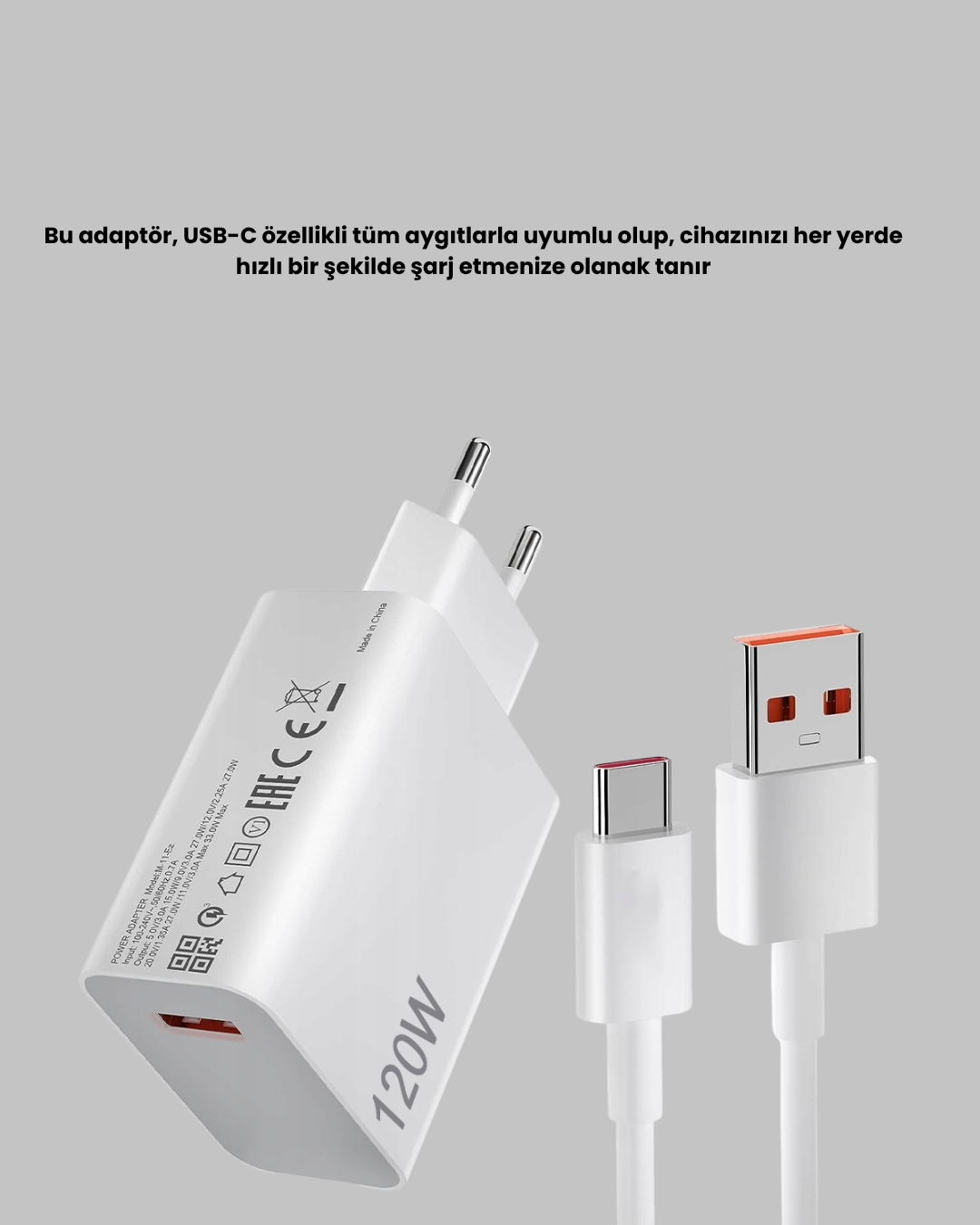 120W USB-C Şarj Adaptörü Süper Hızlı Şarj Güç Kaynağı Seti