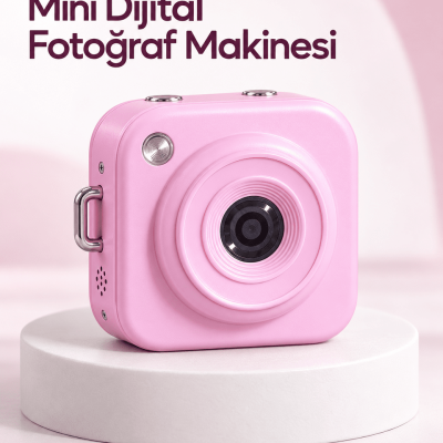 128 GB’a Kadar Hafıza Kartı Destekli Pembe Mini Dijital Fotoğraf Makinesi