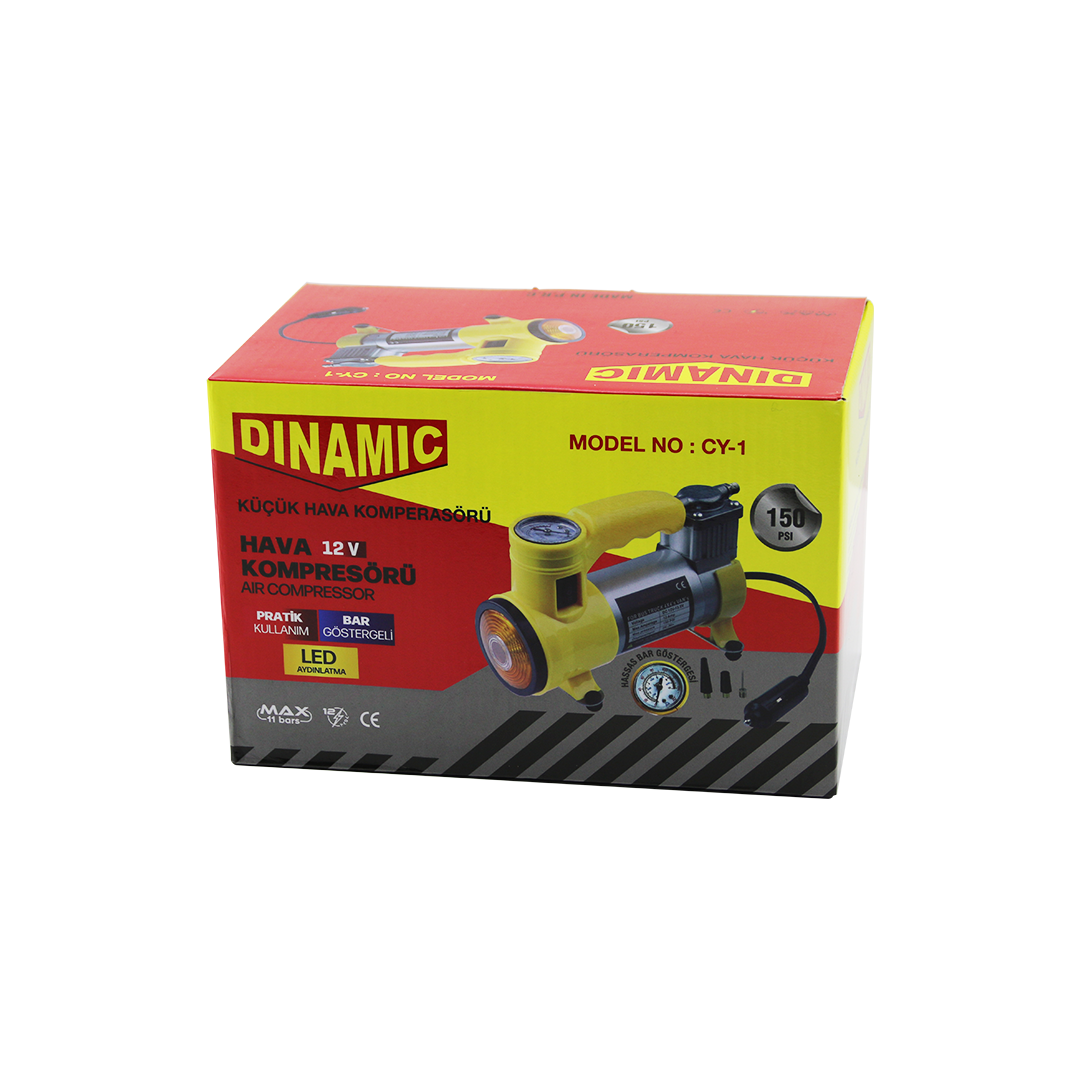 12V 150 PSI Araç Hava Kompresörü - Bar Göstergeli & LED